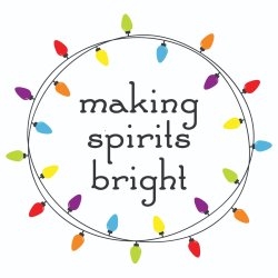 Making Spirits Bright circle logo which includes wording and Christmas lights around the name