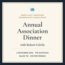 Annual Association Dinner with Robert Colvile, 2 December 2026, The Elvetham, Black Tie, £90 per person