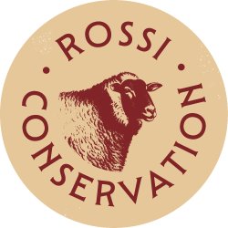 An illustration of a red sheep with the words Rossi Conservation around it in a circle.