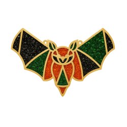 Frame in the shape of a bird filled with a rainbow of vibrantly dyed crushed glass