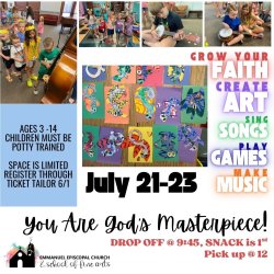 FREE VBS - YOU ARE GOD'S MASTERPIECE JULY 21-23