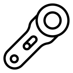 Rotary Cutter icon in black & white