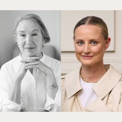 Two portraits of women side by side