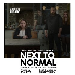 poster graphic for next to normal presented by Shatterbox Theatre