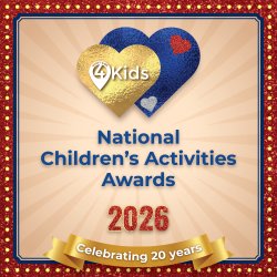 Colourful, circus themed image including the awards logo and 20th anniversary banner