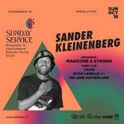 Bald man with glasses on flyer
