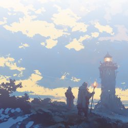 Explorers sight a distant lighthouse