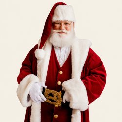 Santa in his red velvet suit at Auburn Glamping