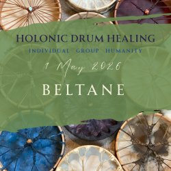 background image of drums with text Holonic Drum Healing 8 August