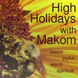 Honeybee on sunflower. High Holidays with Makom: sweet, joyful, warm, spiritual