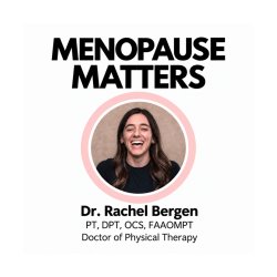 Square graphic with a pale blush background featuring the title “Menopause Matters” and the description: “An informative and empowering presentation designed to help you navigate menopause with co