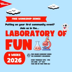 Banner for event saying "Laboratory of Fun"