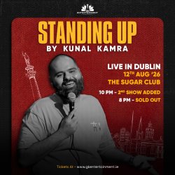 Kunal Kamra brings his brand-new stand-up comedy show to Dublin on 12th August 2026 at The Sugar Club. Presented by GK Entertainment.