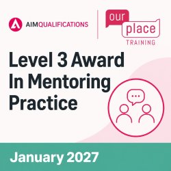 Icon of two people talking and text: Level 3 Award in Mentoring Practice