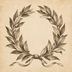 Vintage laurel wreath illustration evoking Petrarch and Italian poetic tradition for a vocal text workshop.