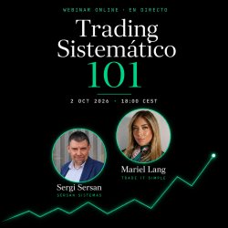 Banner del webinar Trading Sistemático 101 con Sergi Sersan y Mariel Lang, 2 de octubre de 2026