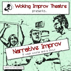 3 woodcut images of improvisers, on green.