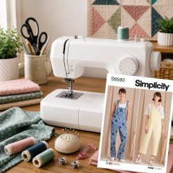 Sewing machine and sewing accessories, Dungarees pattern