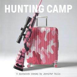 A pink camouflage suitcase and rifle.