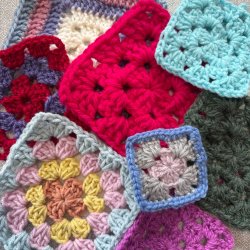different styles of crochet granny squares