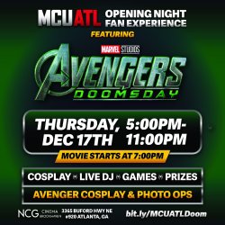Promotional image for MCU ATL's Opening Night Fan Experience featuring Spiderman: Brand New Day