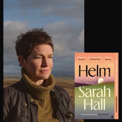 Sarah Hall with 'Helm' book cover