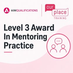 Icon of two people talking and text: Level 3 Award in Mentoring Practice