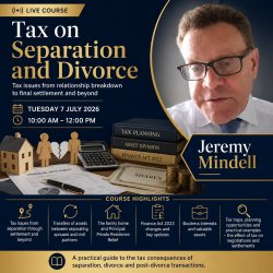 Taxation on Separation and Divorce: A Live Online Course with Jeremy Mindell
