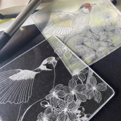 Drypoint plate and initial sketch