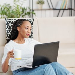 woman viewing her laptop