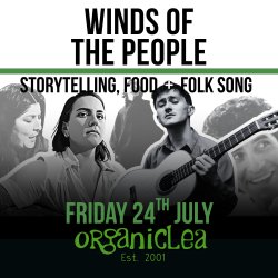 Flyer showing musicians on the right with event info on the left.