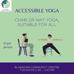two cartoon women practicing chair yoga