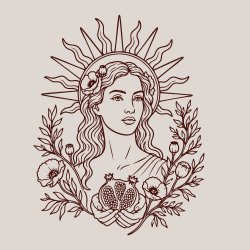 Representación de Perséfone sostiene una granada
