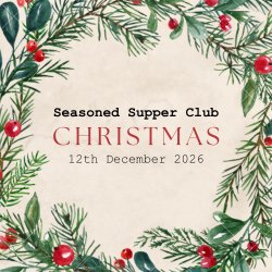 Promotional imagery for Christmas supper club, images of beef wellington, vegetables
