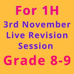 3rd November – Paper 1H Revision (Grade 8-9) Predicted topics · Past question walkthroughs · £24.99