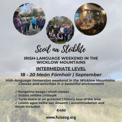 Deireadh seachtaine Gaeilge i sléibhte Chill Mhantáin / Irish-language weekend in the Wicklow Mountains (Intermediate)