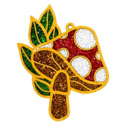 Wood frame in the shape of oval filled with flowers filled with  vibrantly dyed crushed glass