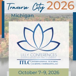 Background displays fall foliage of hardwood trees. Center image IITC Logo stating conference theme, date, and URL. Conference on Advancing Teaching and Learning Oct. 8-10, 2025.