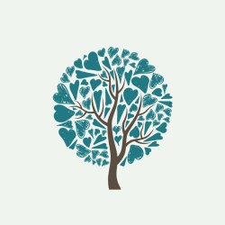 An image of a tree with heart shaped leaves