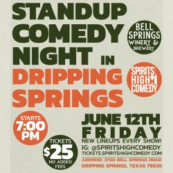 Dripping Springs Comedy Night | FRIDAY | JUNE 12TH | 7PM
