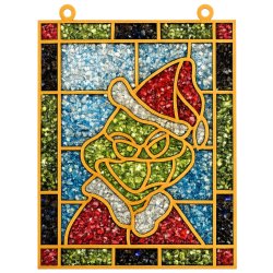 Wood frame in the shape of rectangle filled with flowers filled with  vibrantly dyed crushed glass