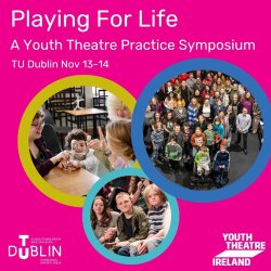 multiple images of young people and adults engaing in youth drama