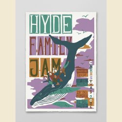 Hyde Family Jam on stage in front of a crowd with their hands in the air