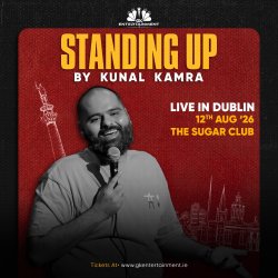 Kunal Kamra brings his brand-new stand-up comedy show to Dublin on 12th August 2026 at The Sugar Club. Presented by GK Entertainment.