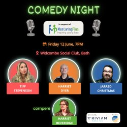 Visual with 'Comedy Night, Friday 12 June, 7pm, Widcombe Social Club'