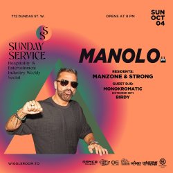 Bald man with glasses on flyer