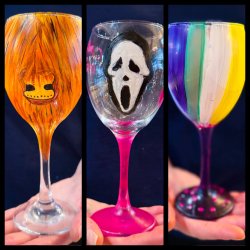 For the grown ups! Wine glass painting @ Bread & Butter, Chester