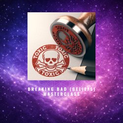 Skull & cross bones with toxic stamped on it. Purple background