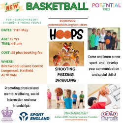 Basketball  Session Age 7 yrs +  For neurodivergent children & their siblings