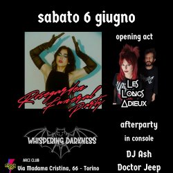 Sabato 6 Giugno: WHISPERING DARKNESS goth night con ROSEGARDEN FUNERAL PARTY e LES LONGS ADIEUX  live